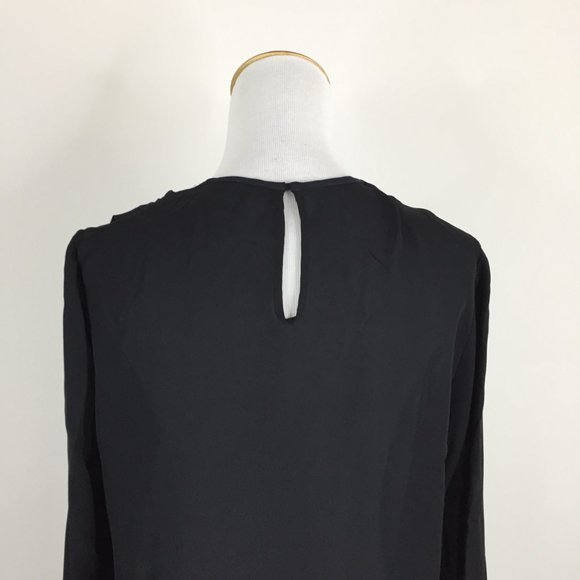 NWOT L'AGENCE Black Long Sleeve Front Overlay High Neckline Sheer Shirt - Picture 12 of 12